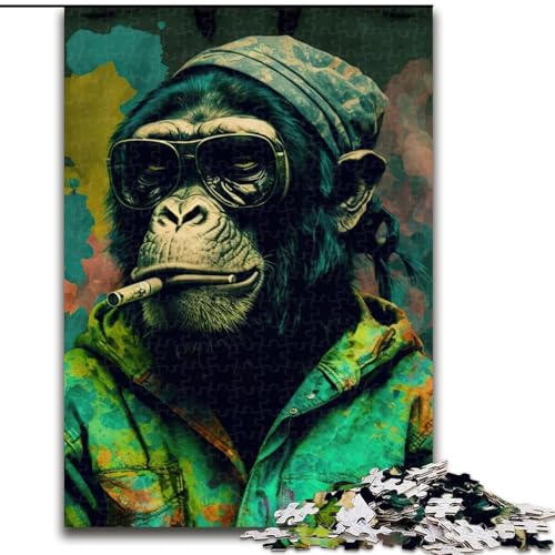1000-teiliges Puzzle für Erwachsene, rauchender AFFE, Holzpuzzle, Spaß für die ganze Familie, Basteln, perfekt für Geburtstage, Feiertage, Größe 50x75cm 1000-teiliges Puzzle für Erwachsene, rauchender AFFE, Holzpuzzle, Spaß für die ganze Familie, Basteln, perfekt für Geburtstage, Feiertage, Größe 50x75cm von WGLINGX