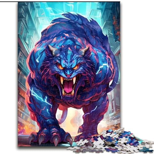 1000-teiliges Puzzle für Erwachsene, riesiges blaues Tiger-Puzzle, 1000 Teile, anspruchsvolles Denkspiel für Teenager, perfekt als Heimdekoration oder Geschenk, Größe 26x38cm von WGLINGX