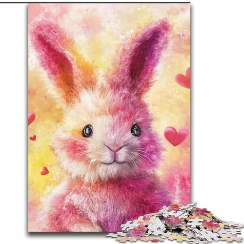1000-teiliges Puzzle für Erwachsene, rosa Häschen-Puzzles für Erwachsene, pädagogisches und unterhaltsames Indoor-Spiel zur Heimdekoration (Größe 50x75cm) von WGLINGX