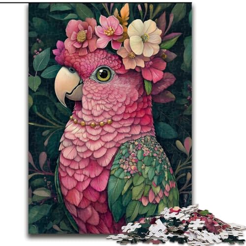 1000-teiliges Puzzle für Erwachsene, rosa Papagei, 1000-teiliges Puzzle, Geschenke, unmöglich, pädagogisch wertvoll, Heimdekoration, Spiele und Geschenke (Größe 26x38cm) von WGLINGX