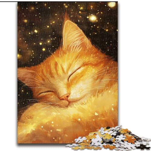 1000-teiliges Puzzle für Erwachsene, schlafende Katze, Puzzle, 1000 Teile, pädagogisches und unterhaltsames Indoor-Spiel für die Heimdekoration (Größe 50x75cm) von WGLINGX