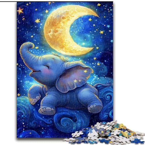 1000-teiliges Puzzle für Erwachsene, schlafender Elefant, 1000-teiliges Puzzle, anspruchsvolles DIY-Denkspiel, interaktive Familienaktivität (Größe 50x75cm) von WGLINGX