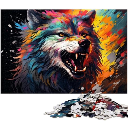 1000-teiliges Puzzle für Erwachsene, schönes, farbenfrohes Wolf-Quizspiel, geeignet als Schreibtischdekoration, Größe 38 x 26 cm von WGLINGX