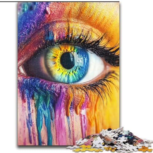 1000-teiliges Puzzle für Erwachsene, schönes Auge mit bunter Farbe, 1000-teiliges Puzzle für Erwachsene für Geburtstage, Feiertage und besondere Anlässe (Größe 26x38cm) von WGLINGX
