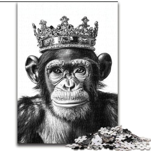 1000-teiliges Puzzle für Erwachsene, schwarz-weißes Schimpansen-Puzzle für Erwachsene, pädagogisches und unterhaltsames Indoor-Spiel zur Heimdekoration (Größe 50x75cm) von WGLINGX