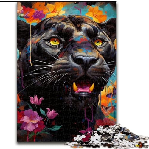 1000-teiliges Puzzle für Erwachsene, schwarzer Leopard, Puzzle 1000 Teile für Erwachsene, Lernspiele, schöne Dekoration (Größe 50x75cm) von WGLINGX