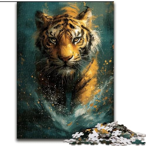 1000-teiliges Puzzle für Erwachsene, süßer Kleiner gelber Tiger, Puzzle für Erwachsene, 1000 Teile, Feiertage und Geburtstage (Größe 26x38cm) von WGLINGX