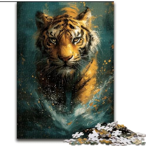 1000-teiliges Puzzle für Erwachsene, süßer Kleiner gelber Tiger, Puzzle für Erwachsene, 1000-teiliges interaktives Familienspiel, geeignet für Kinder ab 14 Jahren (Größe 50x75cm) von WGLINGX