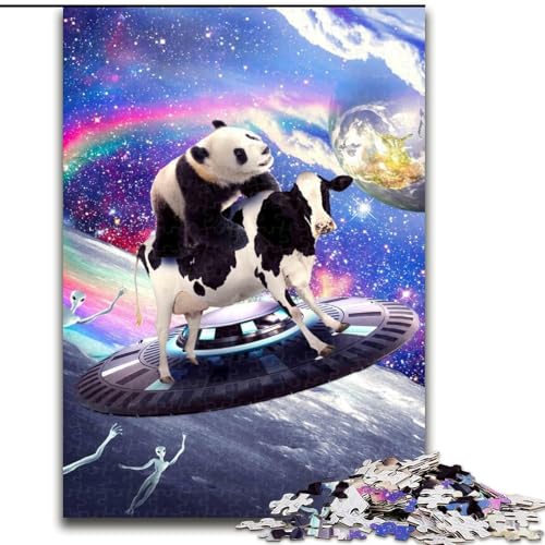 1000-teiliges Puzzle für Erwachsene, süßes, lustiges Panda-Kuh-Puzzle, 1000 Teile, anspruchsvolles Denkspiel für Teenager, perfekt als Heimdekoration oder Geschenk, Größe 50x75cm von WGLINGX