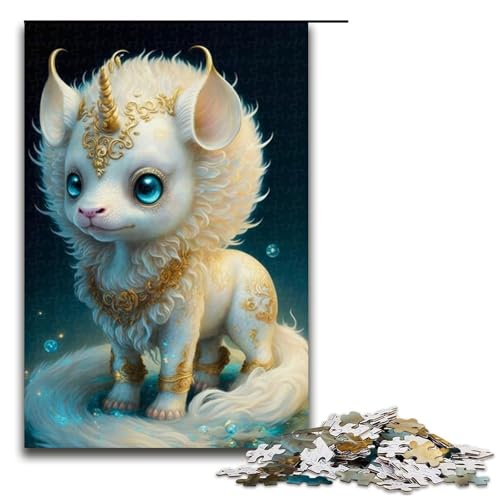 1000-teiliges Puzzle für Erwachsene, süßes Drachenbaby, DIY-Puzzlespielzeug mit passendem Poster und Quizblatt (Größe 50 x 75 cm) von WGLINGX