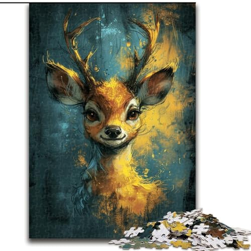 1000-teiliges Puzzle für Erwachsene, süßes kleines gelbes REH, Puzzle 1000 Teile für Erwachsene, Lernspielzeug (Größe 50x75cm) von WGLINGX