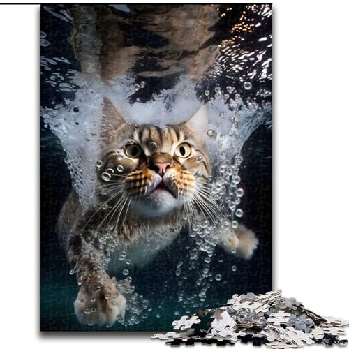 1000-teiliges Puzzle für Erwachsene, verängstigte Katze unter Wasser, 1000-teiliges Puzzle-Geschenk, Geburtstage, Feiertage und zur Heimdekoration, Größe 26x38cm 1000-teiliges Puzzle für Erwachsene, verängstigte Katze unter Wasser, 1000-teiliges Puzzle-Geschenk, Geburtstage, Feiertage und zur Heimdekoration, Größe 26x38cm von WGLINGX