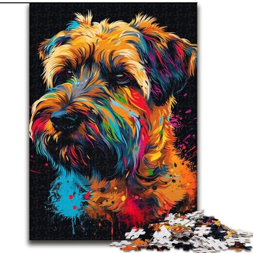 1000-teiliges Puzzle für Erwachsene, weich beschichteter Wheaten Terrier-Hund, Holzpuzzle, anspruchsvolles Denkspiel für Teenager, Spaß für den Familienspieleabend (Größe 26x38cm) von WGLINGX