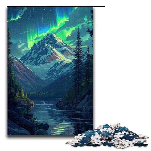 1000-teiliges Puzzle für Erwachsene, wunderschöne Aurora Borealis-Puzzlespiele, Spielzeuggeschenk, geeignet für Teenager ab 14 Jahren (Größe 50 x 75 cm) von WGLINGX