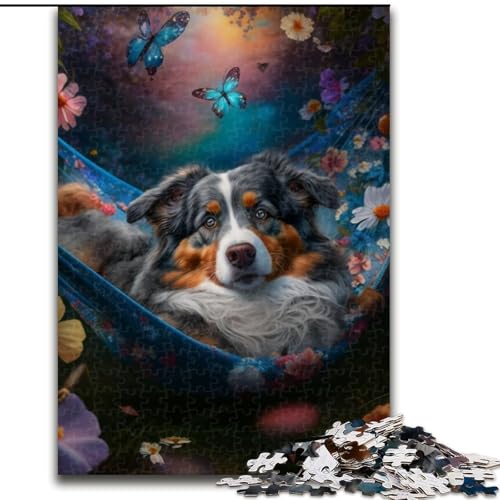 1000-teiliges Puzzle für Erwachsene, wunderschöne Miniatur-Amerikanische Schäferhund-Puzzles für Erwachsene, 1000 Teile, Heimdekorationsgeschenk, Denkspiel (Größe 50x75cm) von WGLINGX