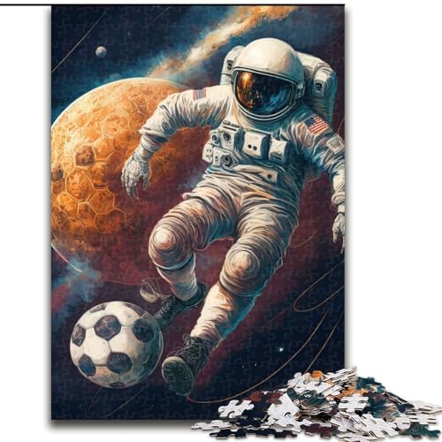 1000-teiliges Puzzle für Erwachsene,Astronaut spielt Fußball,Puzzle 1000 Teile für Erwachsene,Spielzeug,Geschenk,pädagogisch wertvoll,intellektuell,entspannend,lustiges Familienspiel,Größe 26x38cm von WGLINGX