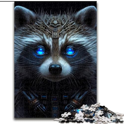 1000-teiliges Puzzle für Erwachsene,Cyborg-Waschbär-Puzzle,1000 Teile für Erwachsene,Spielzeug,Geschenk,pädagogisches,intellektuelles,entspannendes Spaßspiel für die ganze Familie,Größe 50x75cm von WGLINGX
