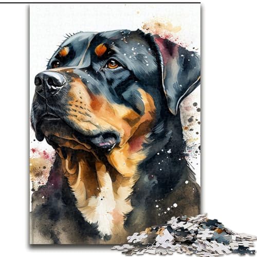 1000-teiliges Puzzle für Erwachsene,Rottweiler-Aquarell-Hund,Puzzle 1000 Teile für Erwachsene,Spielzeug,Geschenk,pädagogisches intellektuelles Entspannungsspiel,lustiges Familienspiel,Größe 26x38cm 1000-teiliges Puzzle für Erwachsene,Rottweiler-Aquarell-Hund,Puzzle 1000 Teile für Erwachsene,Spielzeug,Geschenk,pädagogisches intellektuelles Entspannungsspiel,lustiges Familienspiel,Größe 26x38cm von WGLINGX