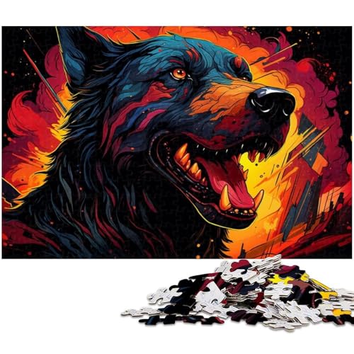 1000-teiliges Puzzle für Erwachsene,farbenfrohes,psychedelisches,bizarres Wolf-Puzzle – anspruchsvolles Spiel,jedes Teil ist einzigartig – anspruchsvolles,unterhaltsames Spiel für die ganze Familie von WGLINGX