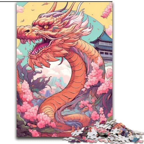 1000-teiliges Puzzle für Erwachsene,japanische Drachenkirsche,Puzzle 1000 Teile für Erwachsene,Spielzeug,Geschenk,pädagogisches intellektuelles Entspannungsspiel,lustiges Familienspiel,Größe 26x38cm von WGLINGX