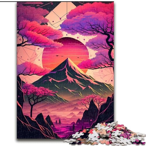 1000-teiliges Puzzle für Erwachsene,japanische geometrische Neonkunst,Puzzles 1000 Teile für Erwachsene,Spielzeug,Geschenk,pädagogisches intellektuelles Dekomprimierungsspaß,Familienspiel,26x38cm von WGLINGX