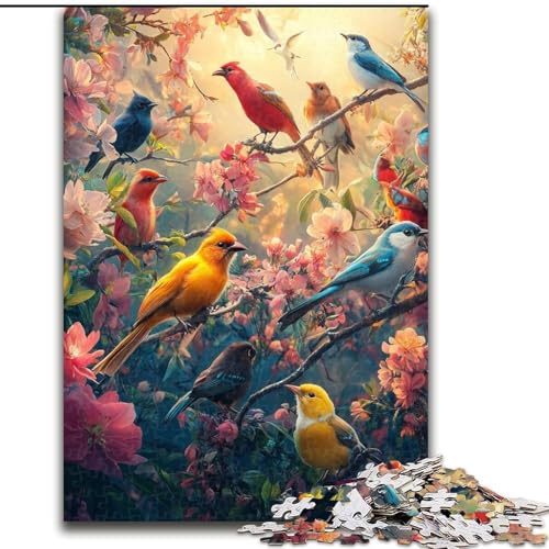 1000-teiliges Puzzle für Erwachsene „Blumen- und Vogelwelt“, 1000 Teile Puzzle für Erwachsene mit interaktivem Familienspiel, Kinder ab 14 Jahren (Größe 26x38cm) von WGLINGX