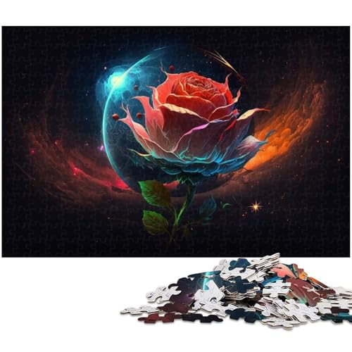 1000-teiliges Puzzle für Erwachsene „Cosmic Rose“ – anspruchsvolles Spiel, jedes Teil ist einzigartig – anspruchsvolles, unterhaltsames Spiel für die ganze Familie (Größe 50 x 75 cm) von WGLINGX