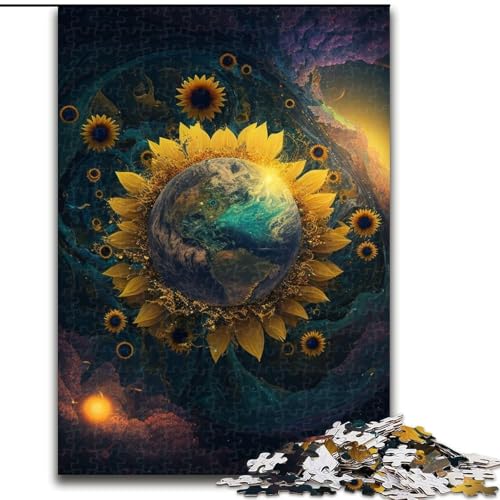 1000-teiliges Puzzle für Erwachsene „Cosmic Sunflower“ aus Karton, pädagogisches und unterhaltsames Indoor-Spiel für die Inneneinrichtung (Größe 26x38cm) von WGLINGX
