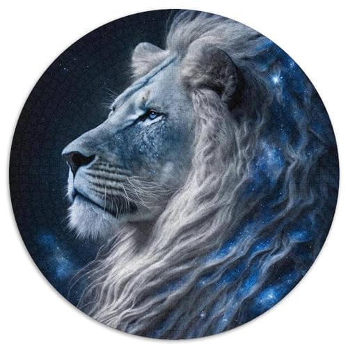 1000-teiliges Puzzle für Erwachsene „Der nachdenkliche Löwe“, runde Papppuzzles, interaktives Familienspiel, Denksportaufgabe, Geschenk, Lernspielzeug (67,5 x 67,5 cm) von WGLINGX