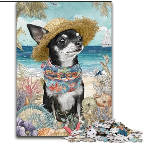 1000-teiliges Puzzle für Erwachsene „Hund im Urlaub“, unmögliche Puzzles für Erwachsene, anspruchsvolles DIY-Denkspiel für Teenager (Größe 50x75cm) von WGLINGX