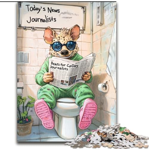 1000-teiliges Puzzle für Erwachsene „Hyena Go Toilet“, Puzzle für Erwachsene, perfekt für Teenager und Familien, (Größe 38x26cm) von WGLINGX