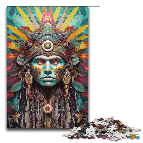1000-teiliges Puzzle für Erwachsene „Indianerprinzessin“-Puzzle – anspruchsvolles Spiel, jedes Teil ist einzigartig – anspruchsvolles, unterhaltsames Spiel für die ganze Familie (Größe 38 x 26 cm) von WGLINGX