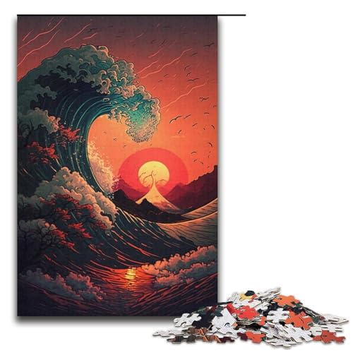 1000-teiliges Puzzle für Erwachsene „Japanische Wellen“ – anspruchsvolles Spiel, jedes Teil ist einzigartig – anspruchsvolles, unterhaltsames Spiel für die ganze Familie (Größe 38 x 26 cm) von WGLINGX