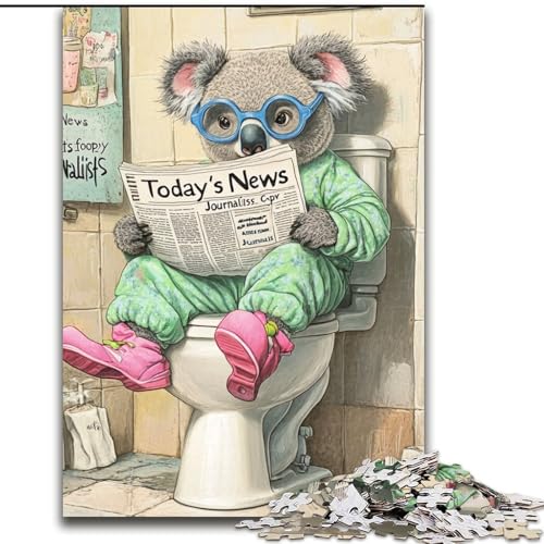 1000-teiliges Puzzle für Erwachsene „Koala Go Toilet“ aus Pappe. Anspruchsvolles Denkspiel für Teenager, perfekt als Heimdekoration oder Geschenk (Größe 26x38cm) von WGLINGX