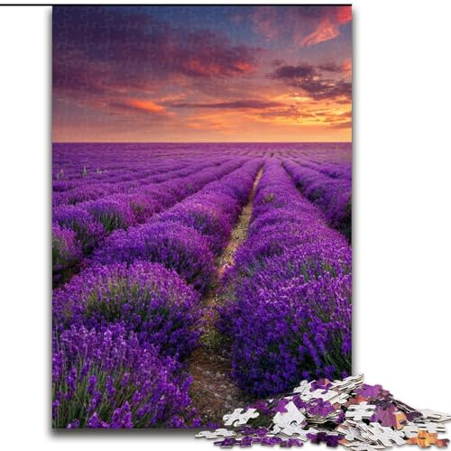 1000-teiliges Puzzle für Erwachsene „Lavendelgarten“ aus Pappe Geburtstage, Weihnachten, Halloween, Thanksgiving, Ostern (Größe 26x38cm). von WGLINGX