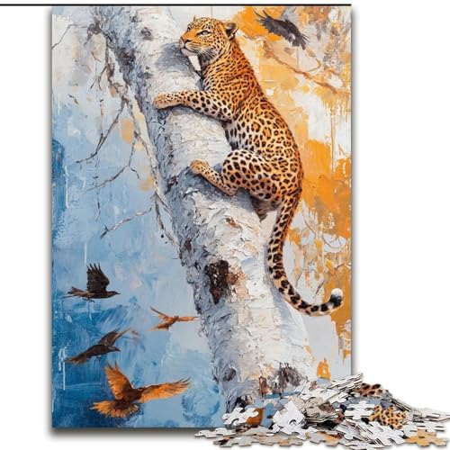 1000-teiliges Puzzle für Erwachsene „Leopard auf dem Baum“, 1000-teiliges Puzzle für Erwachsene, Familienaktivitätsspiel für Teenager, anspruchsvolles Denkspiel (Größe 50x75cm) von WGLINGX