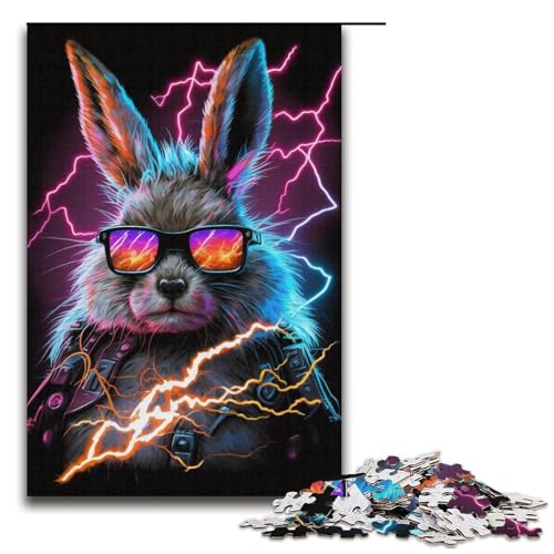 1000-teiliges Puzzle für Erwachsene „Lightning Bunny“ – anspruchsvolles Spiel, jedes Teil ist einzigartig – anspruchsvolles, unterhaltsames Spiel für die ganze Familie (Größe 38 x 26 cm) von WGLINGX