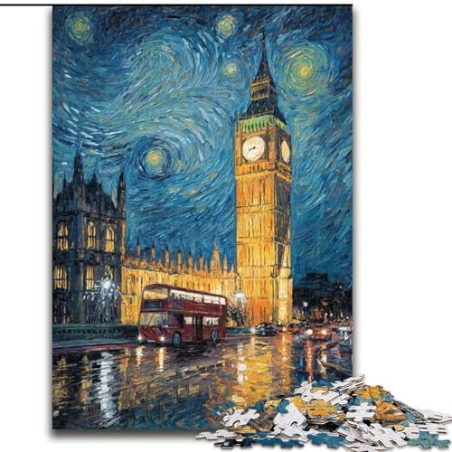 1000-teiliges Puzzle für Erwachsene „London unter dem Nachthimmel“, 1000-teiliges Puzzle, Geburtstage, Weihnachten, Halloween, Thanksgiving, Ostern (Größe 50x75cm) von WGLINGX