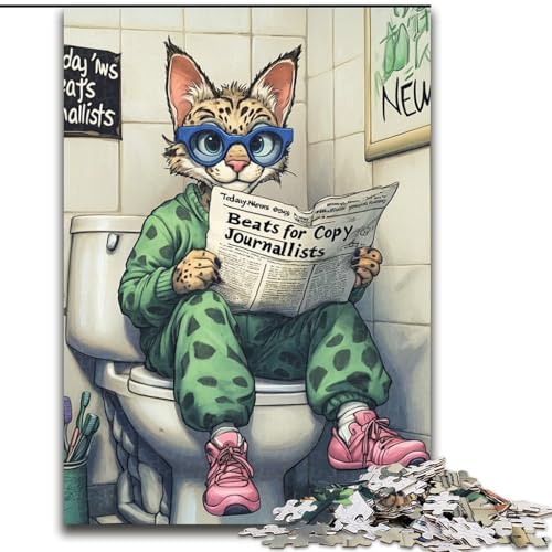 1000-teiliges Puzzle für Erwachsene „Lynx Go Toilet“, Puzzle 1000 Teile für Erwachsene, Lernspielzeug (Größe 26x38cm) von WGLINGX