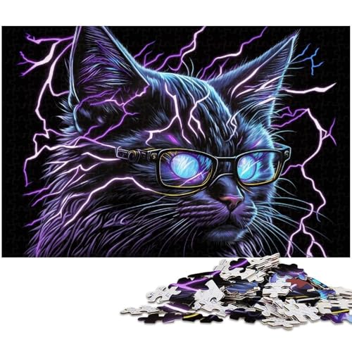 1000-teiliges Puzzle für Erwachsene „Neon-Katzen-Puzzle“ – anspruchsvolles Spiel, jedes Teil ist einzigartig – anspruchsvolles, unterhaltsames Spiel für die ganze Familie (Größe 50 x 75 cm) von WGLINGX