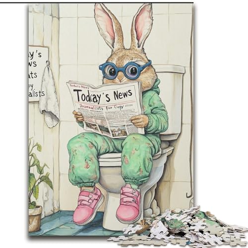 1000-teiliges Puzzle für Erwachsene „Rabbit Go Toilet“, Puzzle 1000 Teile für Erwachsene, Lernspielzeug (Größe 26x38cm) von WGLINGX