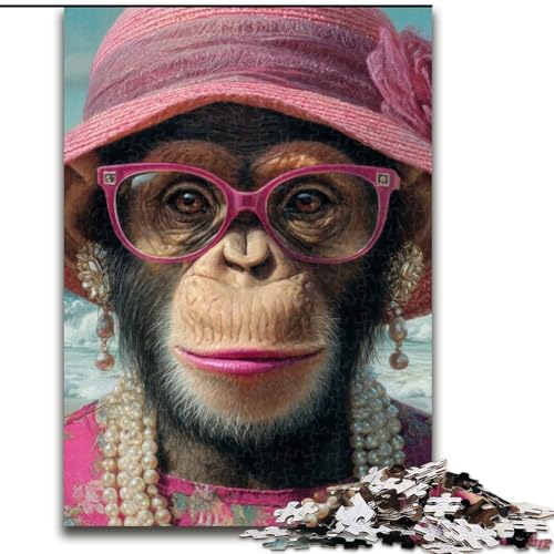1000-teiliges Puzzle für Erwachsene „Schimpansenkönigin“ – 1000 Teile Puzzle für Erwachsene – Anspruchsvolles Denkspiel für Teenager und Familien (Größe 50x75cm) von WGLINGX