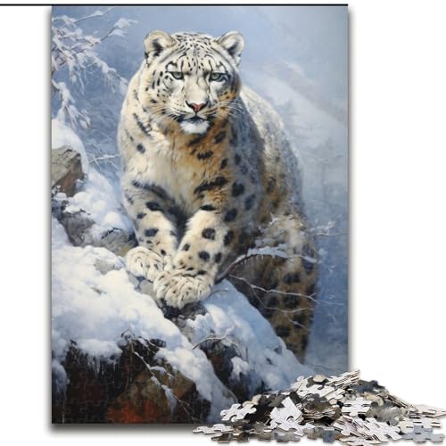 1000-teiliges Puzzle für Erwachsene „Schneeleopard“, 1000 Teile Puzzle für Erwachsene mit interaktivem Familienspiel, Kinder ab 14 Jahren (Größe 50x75cm) von WGLINGX