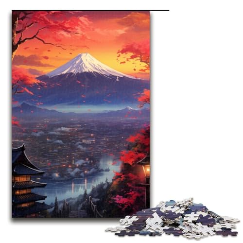 1000-teiliges Puzzle für Erwachsene Sonnenuntergang am Berg Fuji, Relax Games ganze Familie (Größe 50 x 75 cm) von WGLINGX