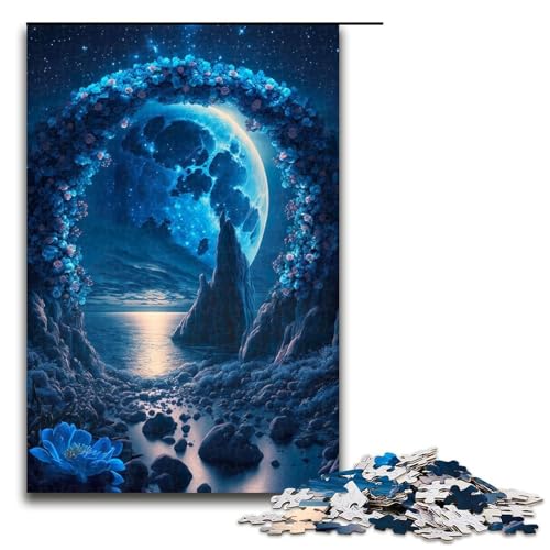 1000-teiliges Puzzle für Erwachsene Unter dem Mondlicht, Lernspiel, Herausforderung, Spielzeug, lustiges Geschenk (Größe 50 x 75 cm) von WGLINGX