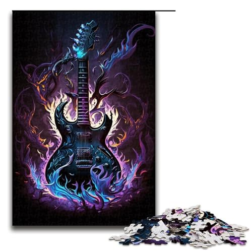 1000-teiliges Puzzle für Erwachsene mit Blitzgitarre, Holzpuzzle, Lernspielzeug (Größe 50 x 75 cm) von WGLINGX