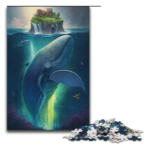 1000-teiliges Puzzle für Erwachsene mit Buntem Blauwal, für Erwachsene, Puzzle aus Pappe, Lernspielzeug (Größe 38 x 26 cm) von WGLINGX