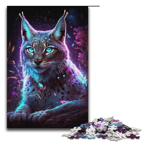 1000-teiliges Puzzle für Erwachsene mit Luchs-Blumen-Galaxie-Motiv, für Erwachsene, Puzzle aus Pappe, Lernspielzeug (Größe 38 x 26 cm) von WGLINGX