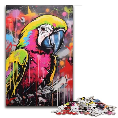 1000-teiliges Puzzle für Erwachsene mit Papageien-Graffiti-Malerei, für Erwachsene, Puzzle aus Karton, Lernspielzeug, 37,6 x 26,9 cm 1000-teiliges Puzzle für Erwachsene mit Papageien-Graffiti-Malerei, für Erwachsene, Puzzle aus Karton, Lernspielzeug, 37,6 x 26,9 cm von WGLINGX