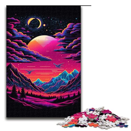 1000-teiliges Puzzle für Erwachsene und Teenager, Berglandschafts-Puzzles für Holzpuzzle, Heimdekoration (Größe 50 x 75 cm) von WGLINGX